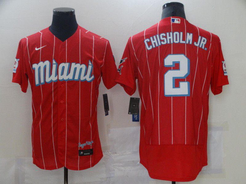 Men Miami Marlins #2 Chisholm jr Red City Edition Elite Nike 2021 MLB Jersey->miami marlins->MLB Jersey